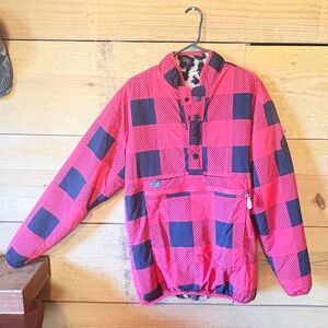 Simply Southern Red and Black Plaid Women’s Pull over Jacket